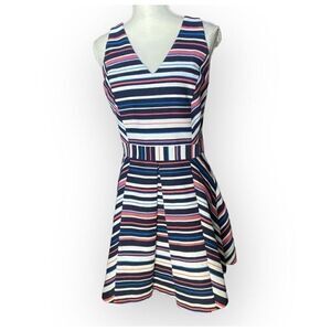 Adelyn Rae M Striped Fit-and-Flare Sleeveless Dress Multicolor Twee Preppy